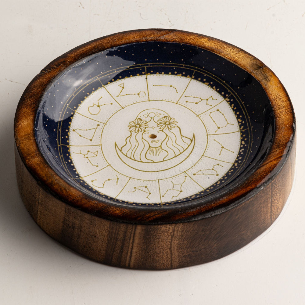 Virgo Mango Wood Mini Bowl & Incense Stick Holder
