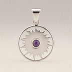 Sun Worship Amethyst Pendant | Silver Plated | 45cm Cord