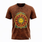 Nomad Sari Stonewashed Cotton T-Shirt | Sun & Zodiac | Brown | Medium