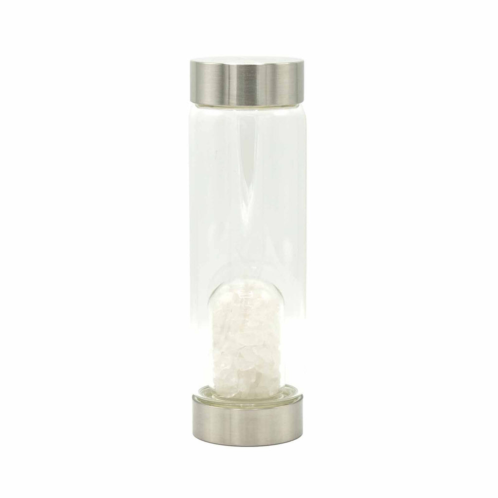 Clear Quartz Crystal Water Bottle | Chip Stones | Cleansing & Clarity