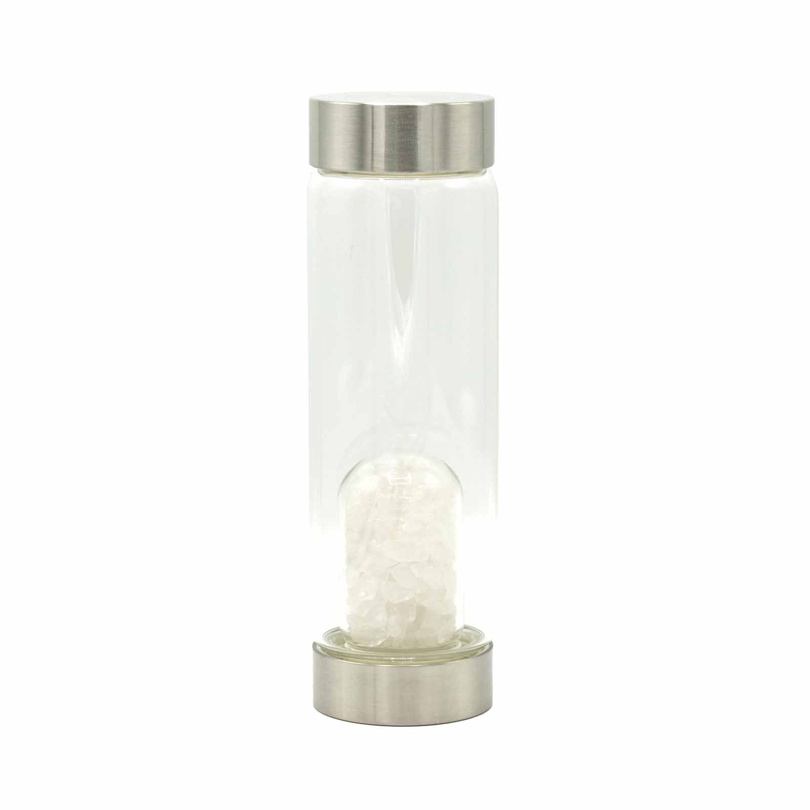 Clear Quartz Crystal Water Bottle | Chip Stones | Cleansing & Clarity
