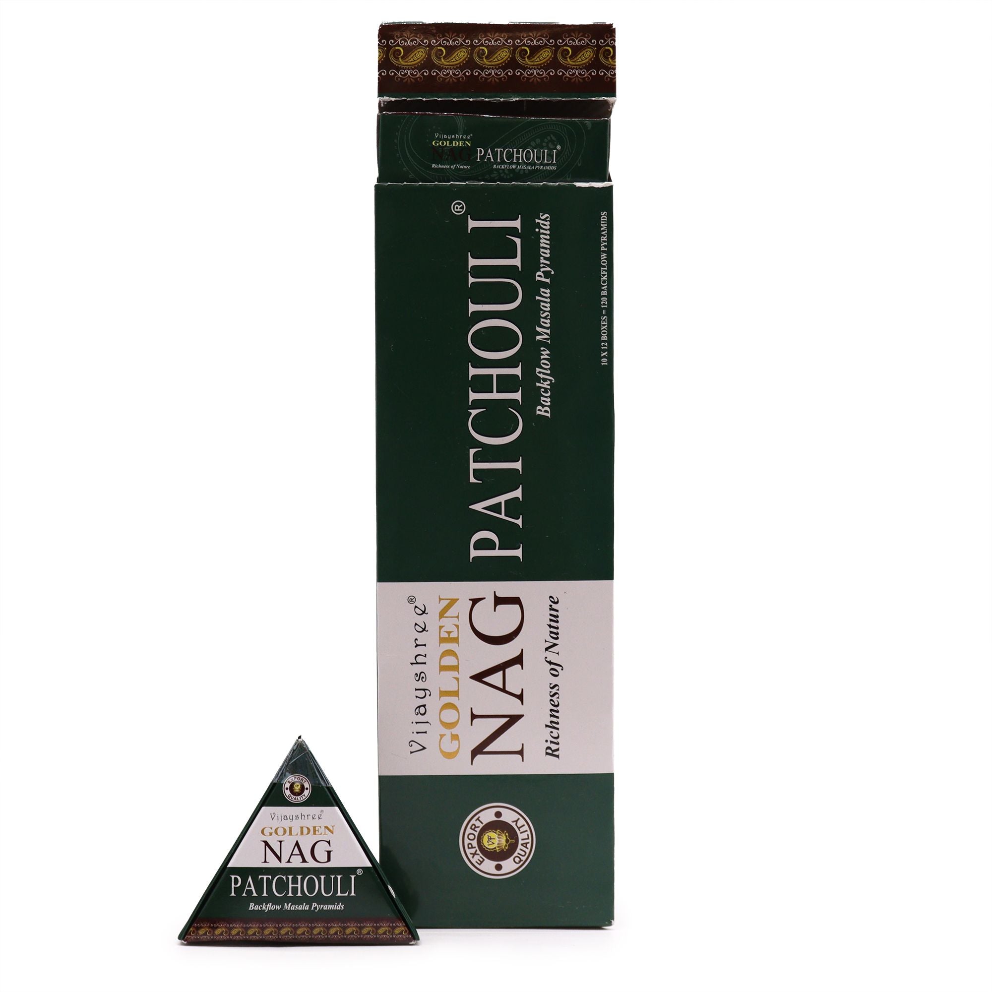 Patchouli Backflow Incense Cones Jumbo Golden Nag