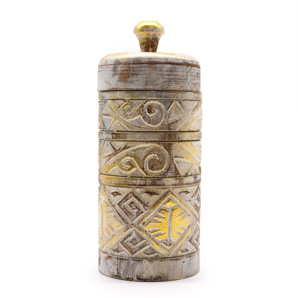 White & Gold Tall Container