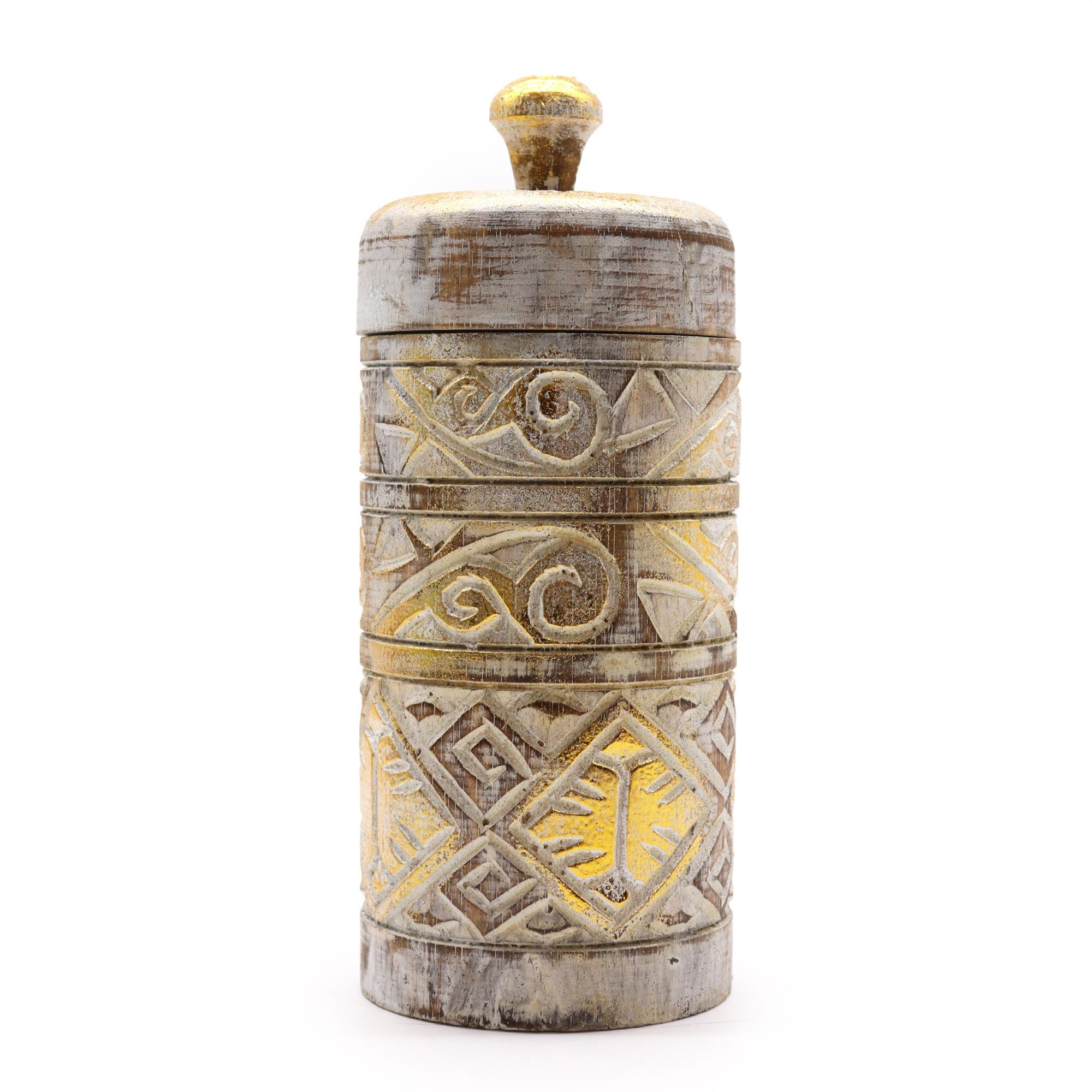 White & Gold Tall Container