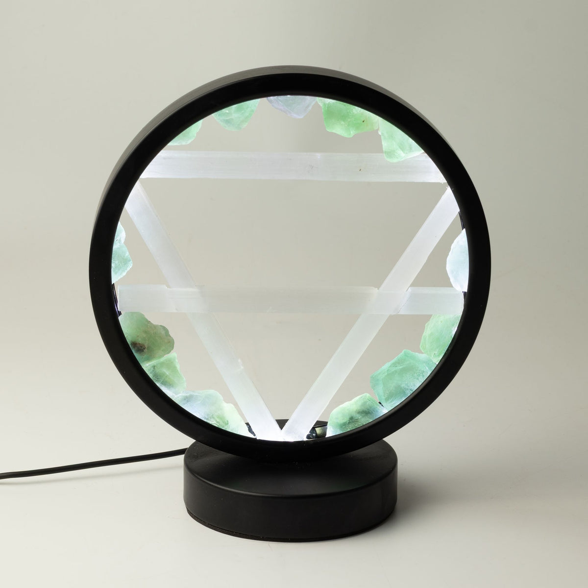 Gemstone Halo Lamp - Earth - Green Aventurine & Selenite
