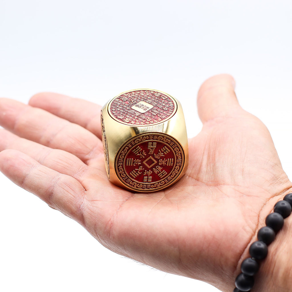 Red & Brass Feng Shui Fortune Prosperity Cube Flat