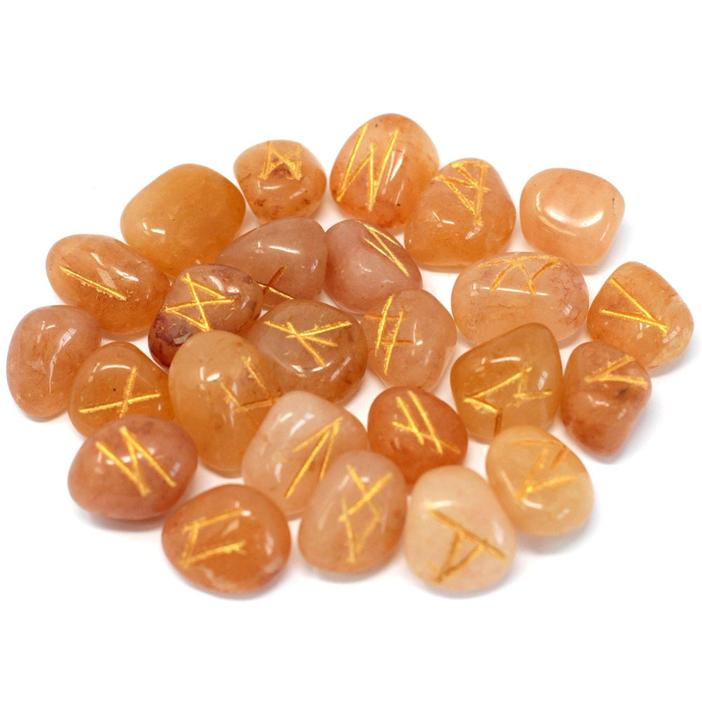 Yellow Aventurine Runes Stone Set in Pouch