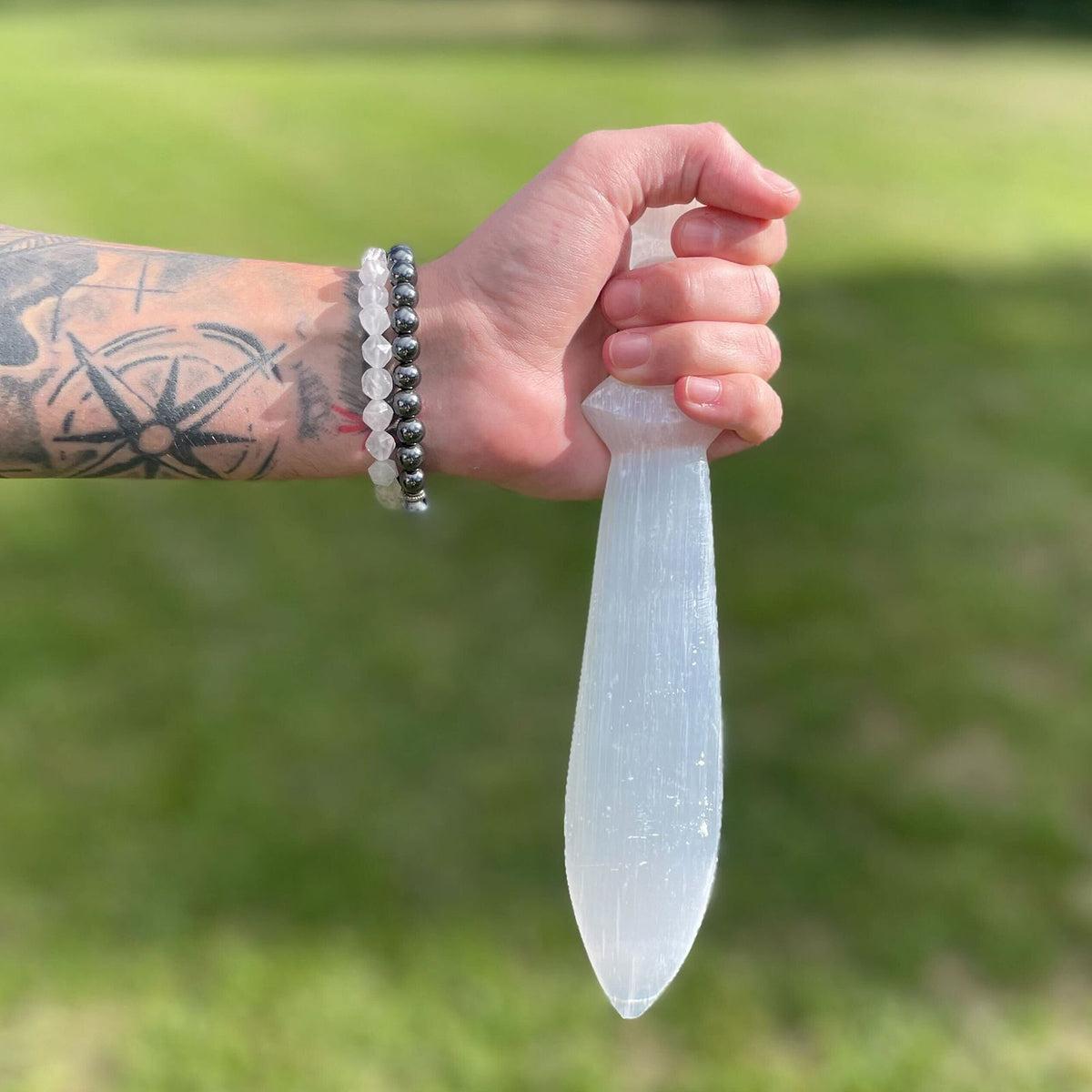 Selenite Spiral Ritual Knife | 25cm