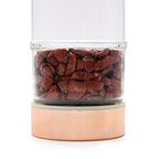 Red Jasper Crystal Glass Tea Infuser Bottle | Rose Gold | 500ml