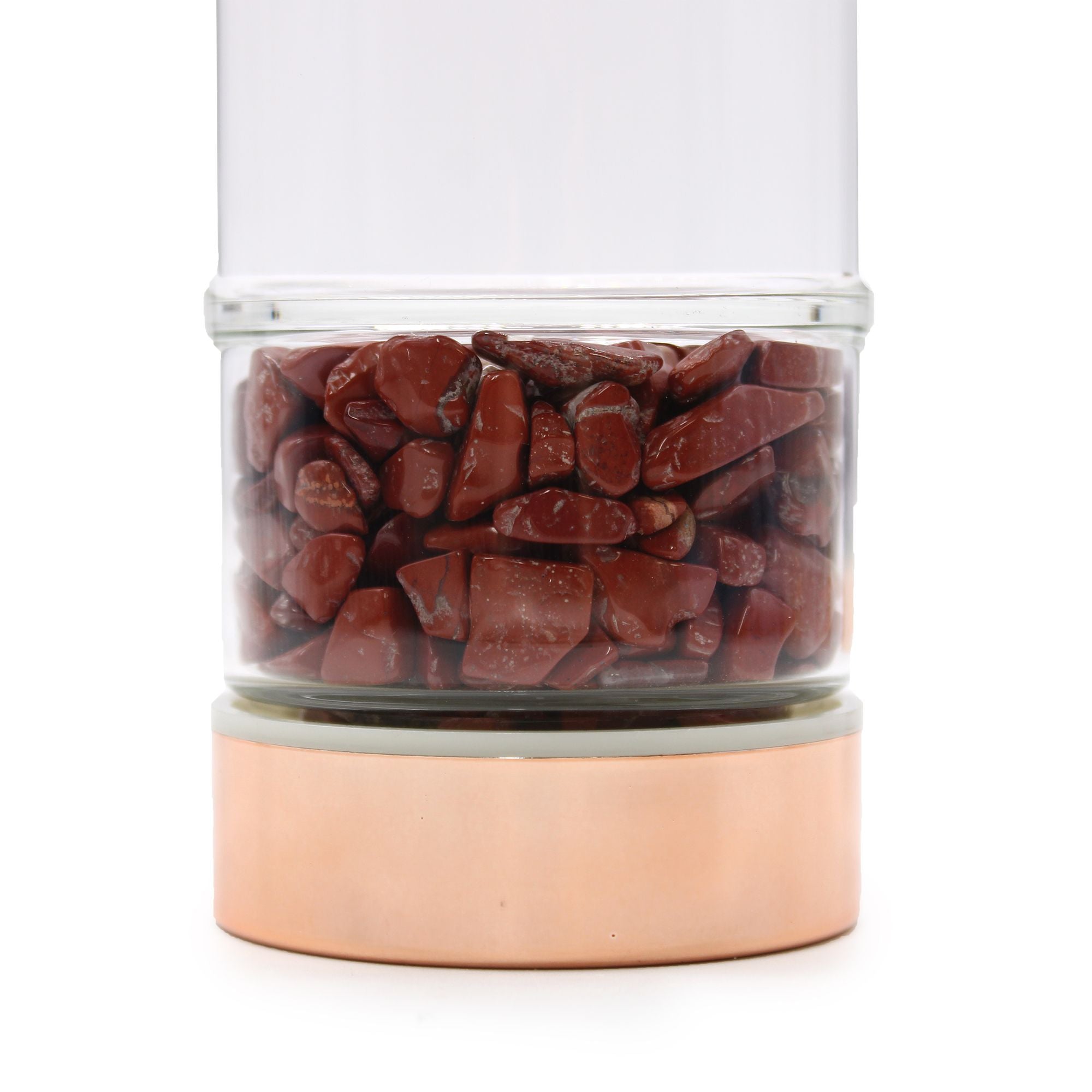 Red Jasper Crystal Glass Tea Infuser Bottle | Rose Gold | 500ml