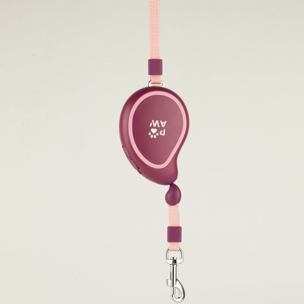 Mini Mango Retractable Dog Lead with Wrist Strap - Plum - 3m