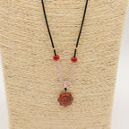 Carnelian Sun Face Pendant | Gemstone Cord Necklace