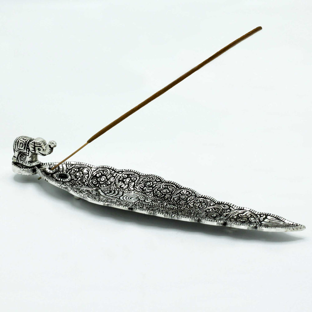 Polished Aluminium Elephant Incense Stick Holder | 20cm