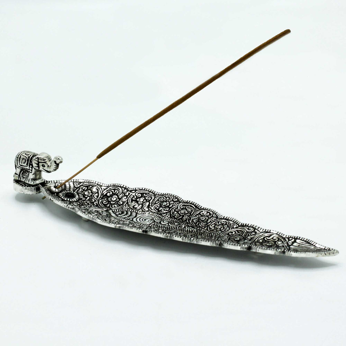 Polished Aluminium Elephant Incense Stick Holder | 20cm
