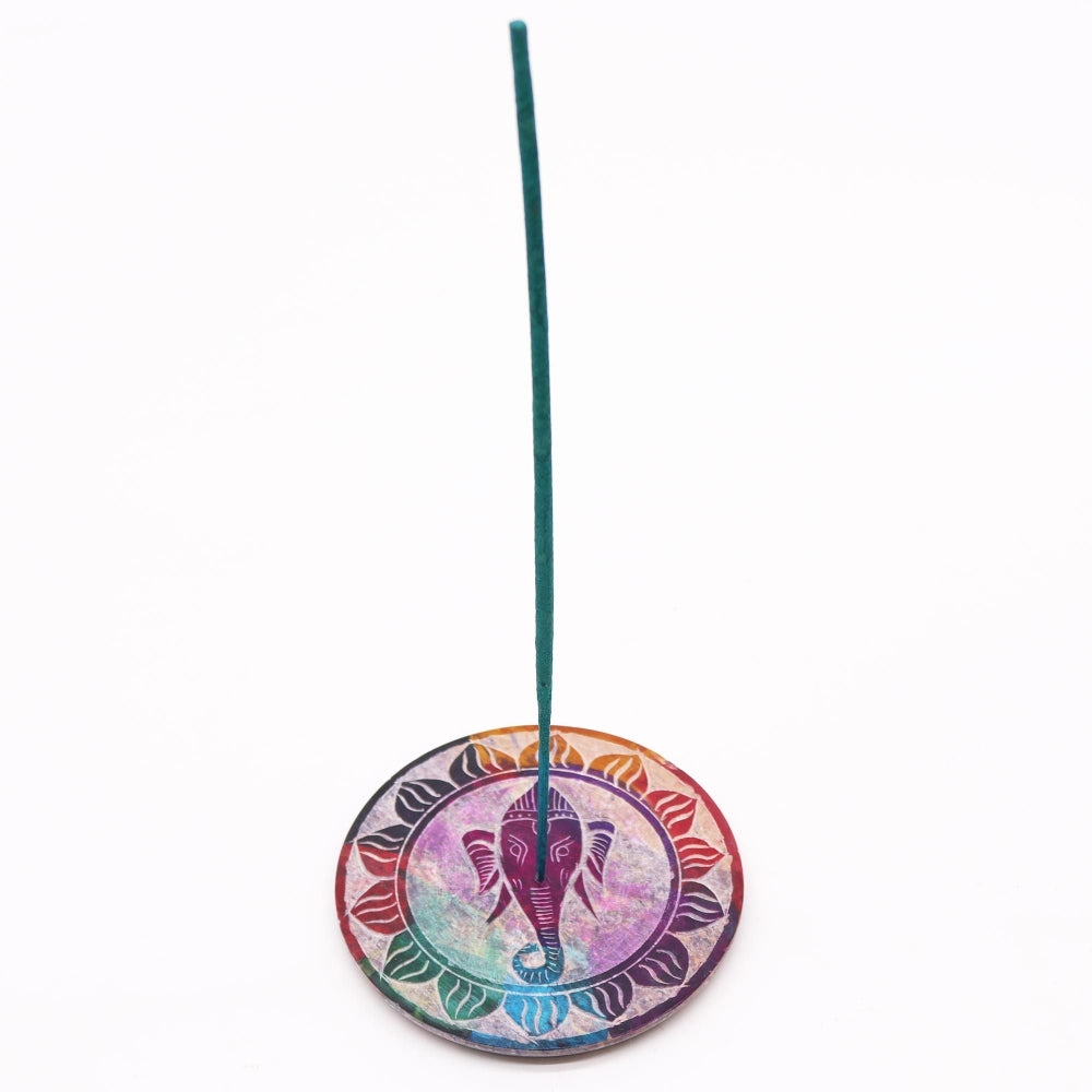 Ganesha Soapstone Disc Incense Holder