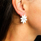 Flower Pearl Vintage Glass  Earrings