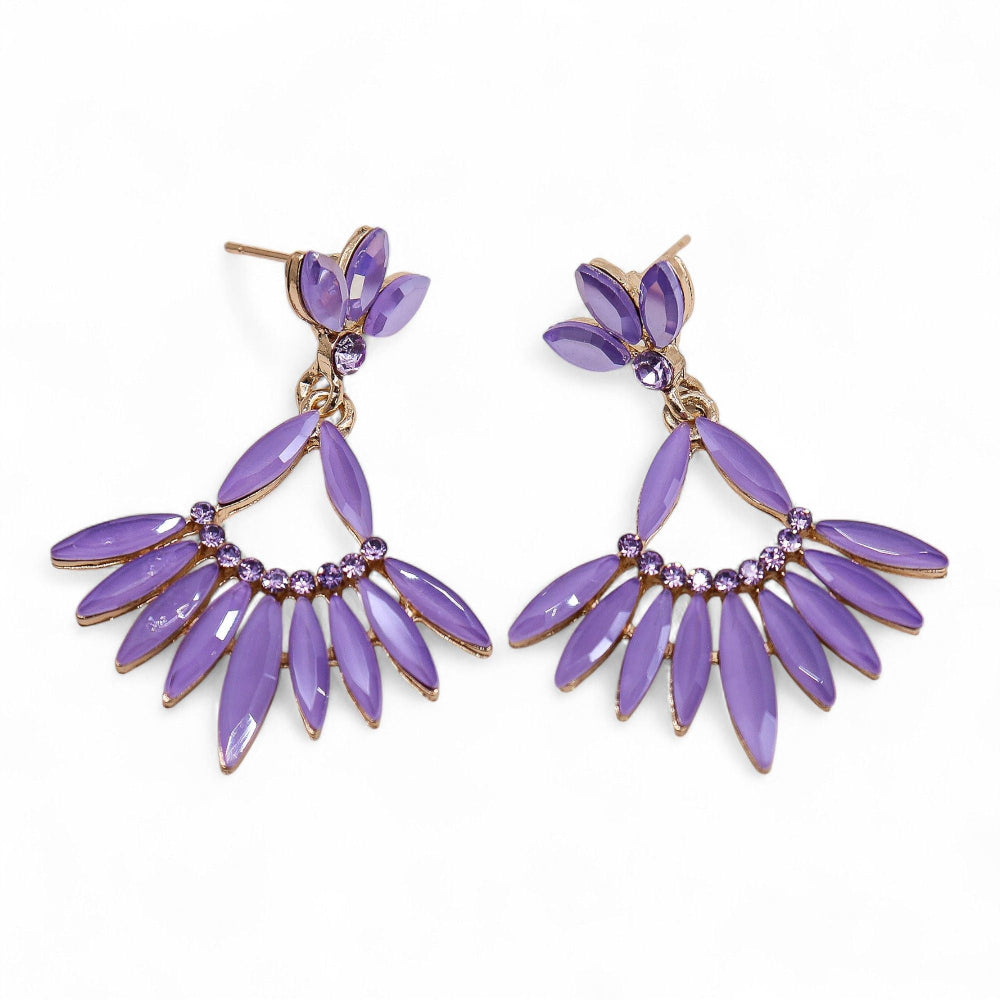 Lavender Long Drop Vintage Glass Earrings