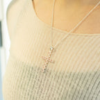 Rose Quartz Crucifix Pendant | Silver Plated | 45cm Chain