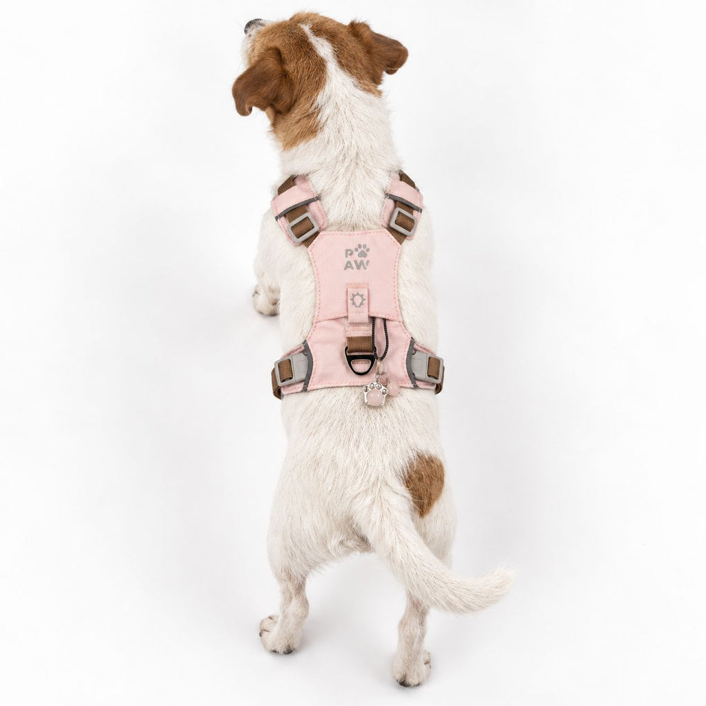 Dog Step-In Guardian Harness with Reflective Mesh & Rose Quartz Charm - Soft Pink - Small (4-8kg)
