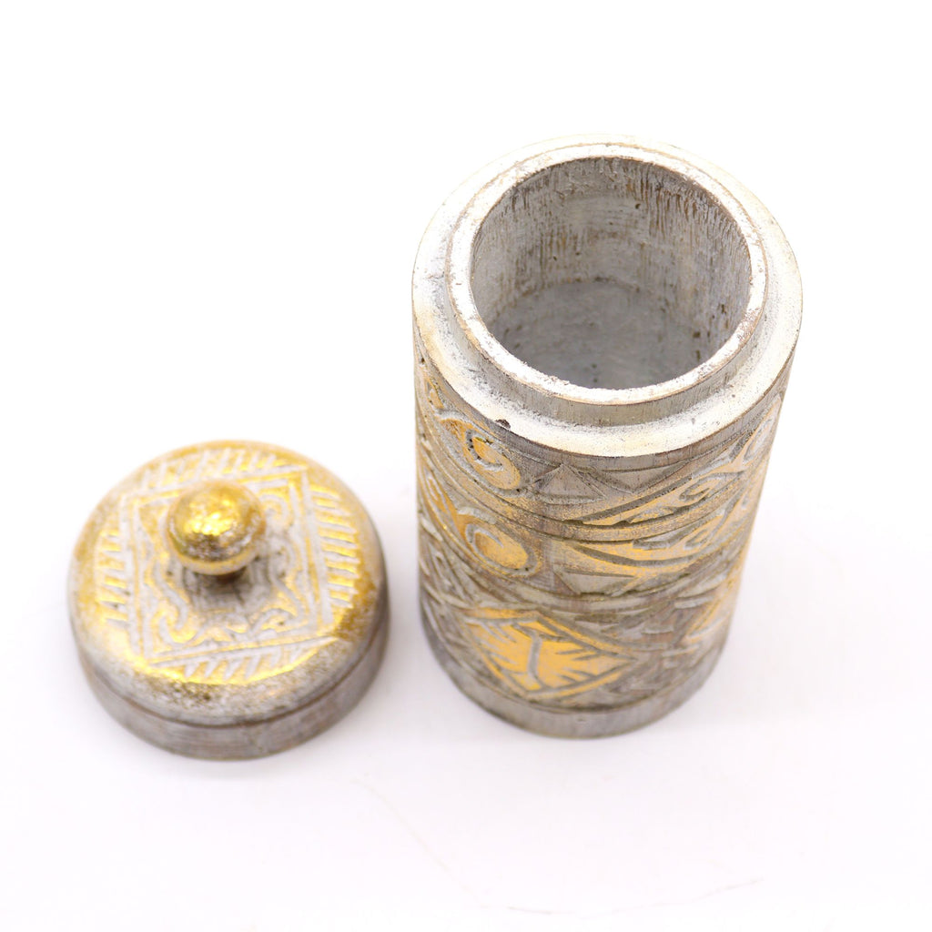 White & Gold Tall Container