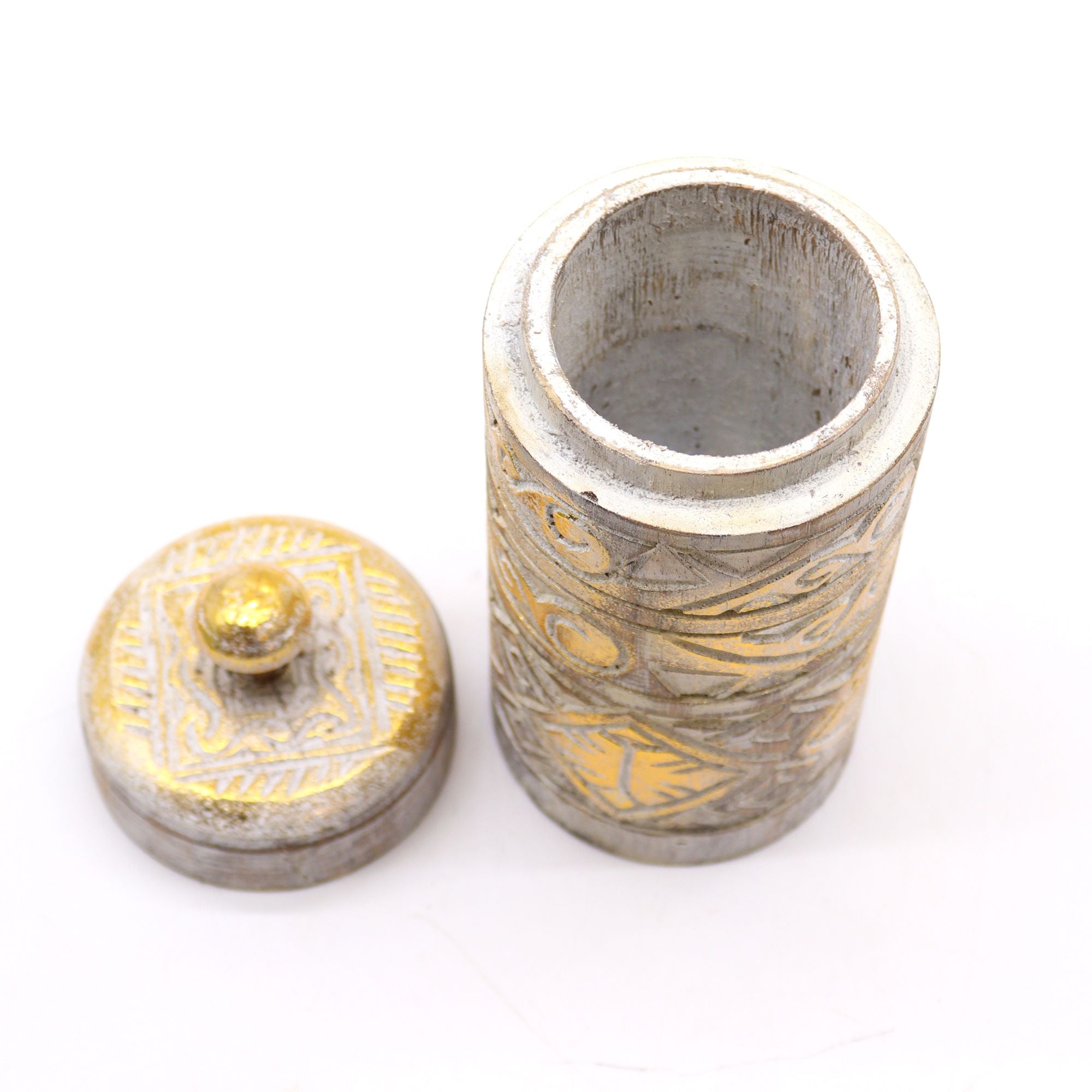 White & Gold Tall Container