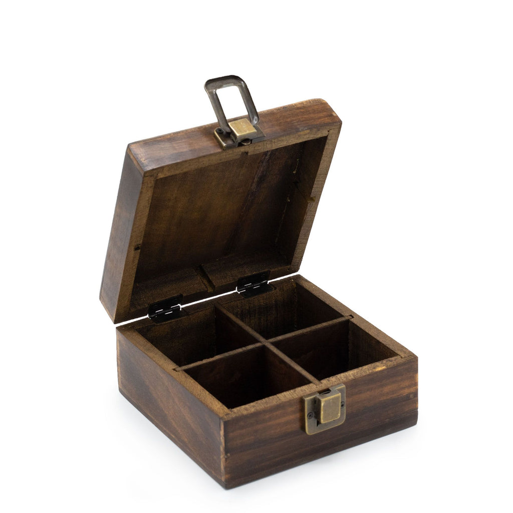 Mango Carved Tea Box 4 compartments