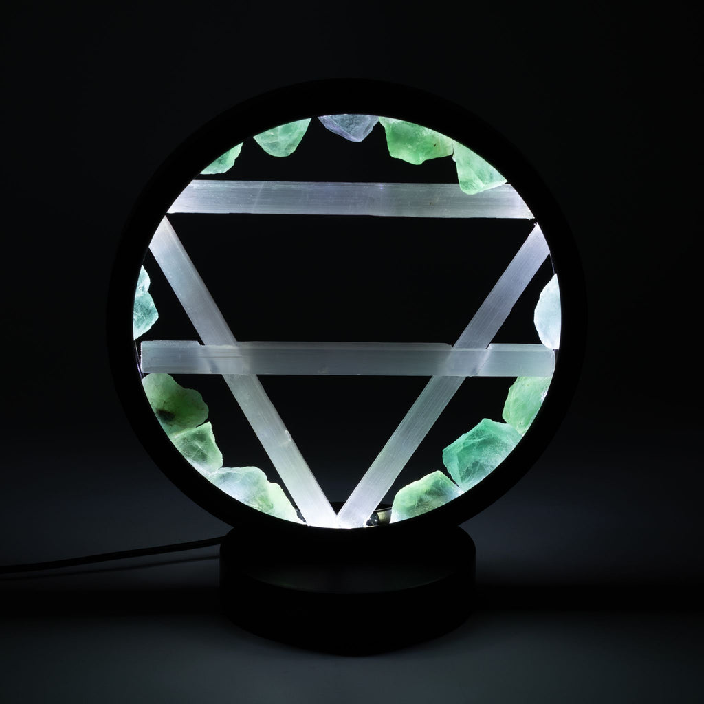 Gemstone Halo Lamp - Earth - Green Aventurine & Selenite