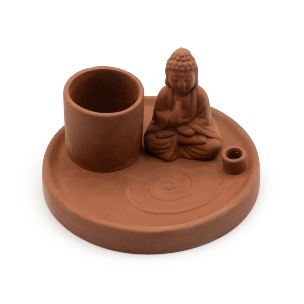 Buddha Natural Terracotta Style Multi Purpose  Incense Plate