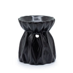 Black ceramic drawstring bag on a white background