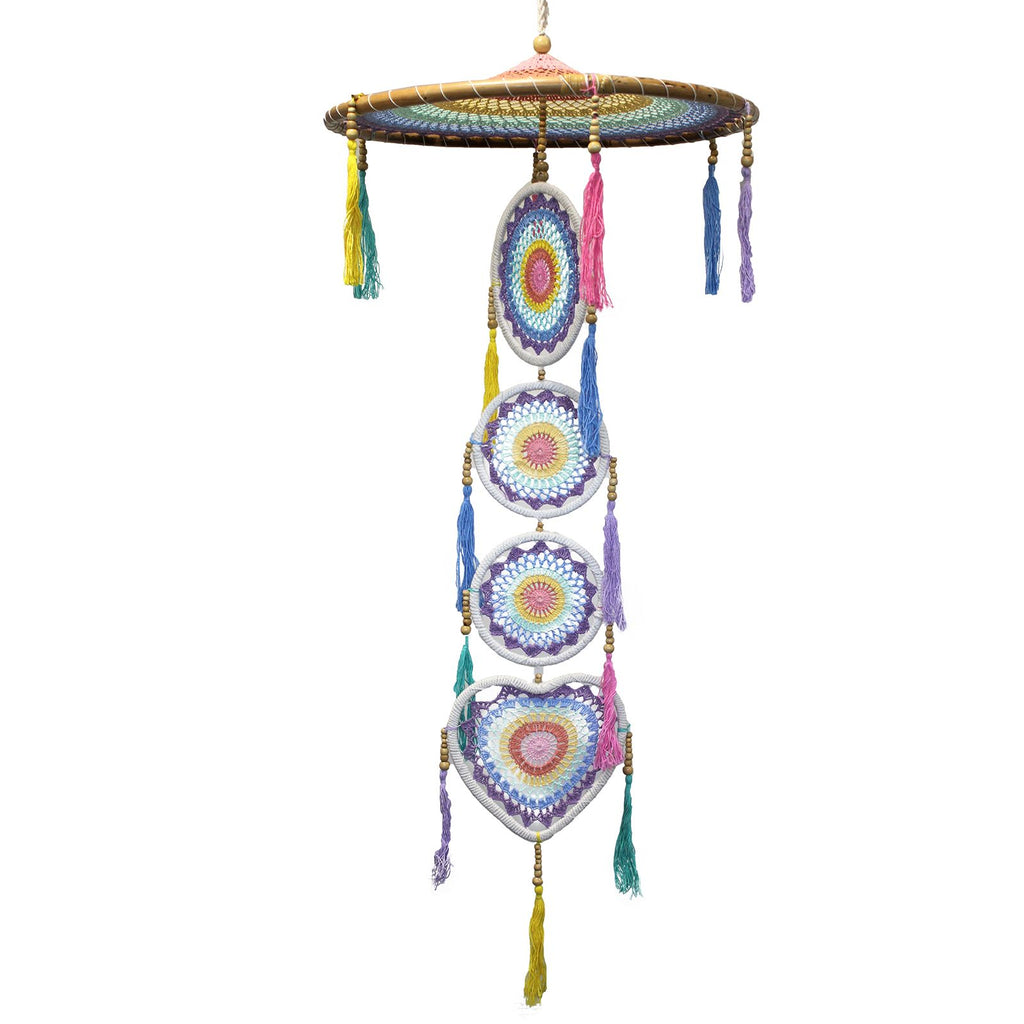 Pastel Rainbow Drama Dreamcatcher | Extra Large 110cm | Balinese Temple-Inspired