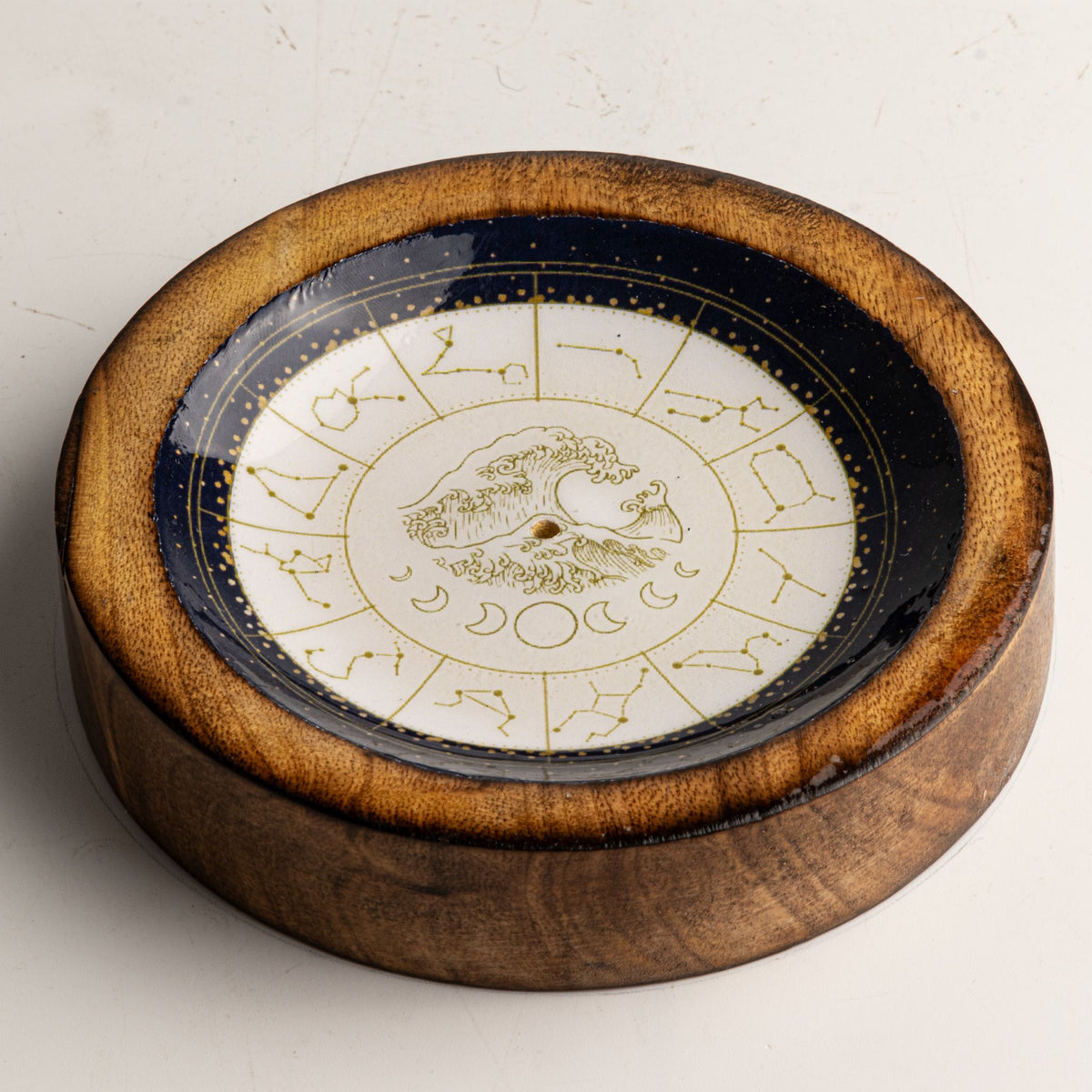 Aquarius Mango Wood Mini Bowl & Incense Stick Holder