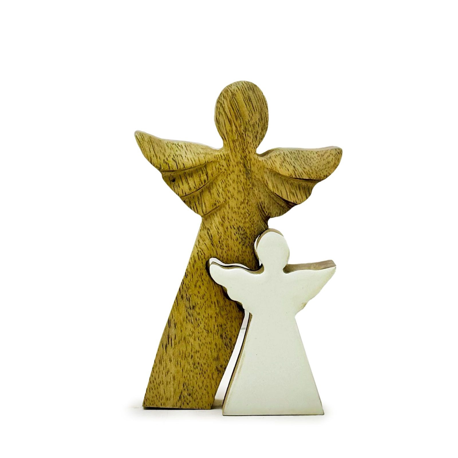 White Enamel Mango Wood Angel in Angel