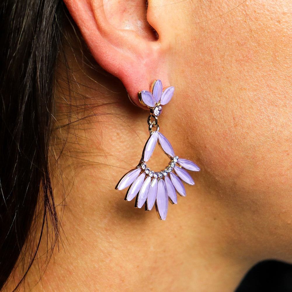 Lavender Long Drop Vintage Glass Earrings