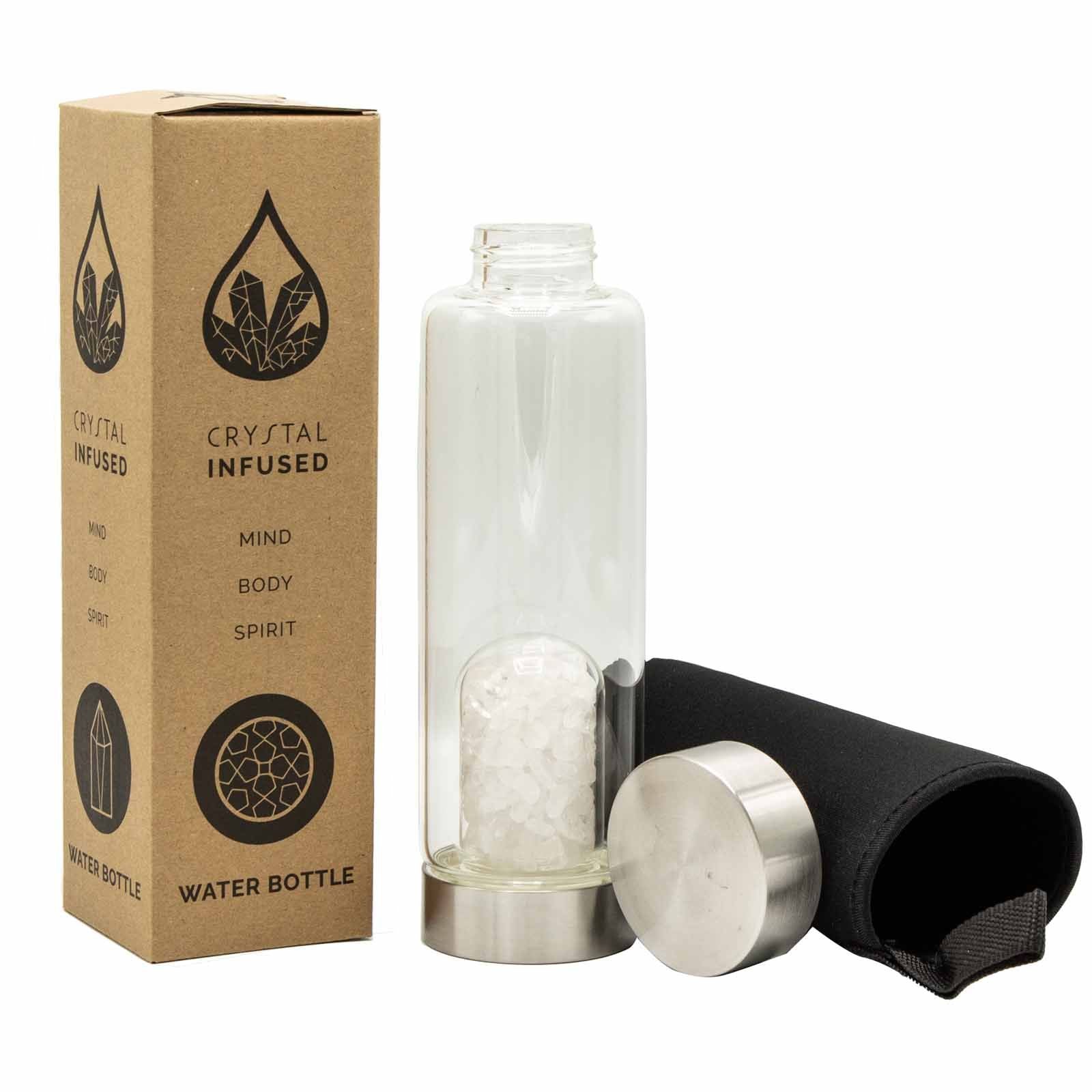 Clear Quartz Crystal Water Bottle | Chip Stones | Cleansing & Clarity