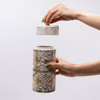 White & Gold Tall Container