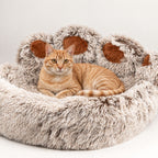 Paw-Shaped Plush Pet Bed for Cats & Small Dogs - Large (70cm)