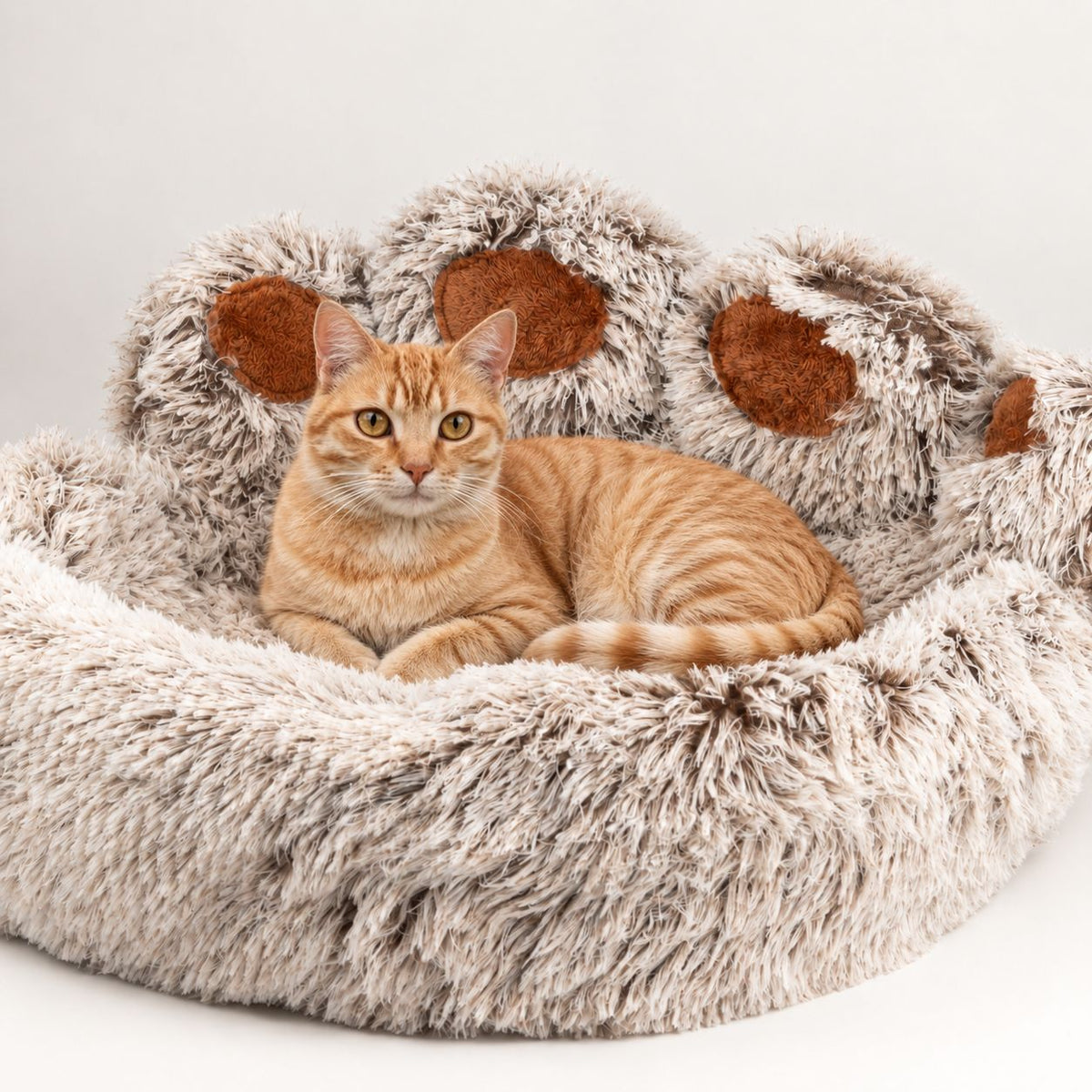 Paw-Shaped Plush Pet Bed for Cats & Small Dogs - Large (70cm)