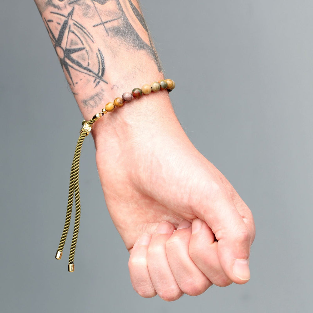 Tiger Eye 18K Gold Plated Gemstone Black String Bracelet