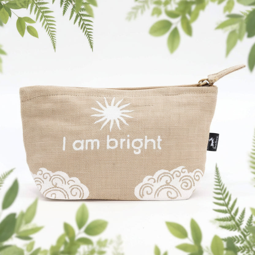 Hop Hare 'I Am Bright' Affirmation Jute Pouch
