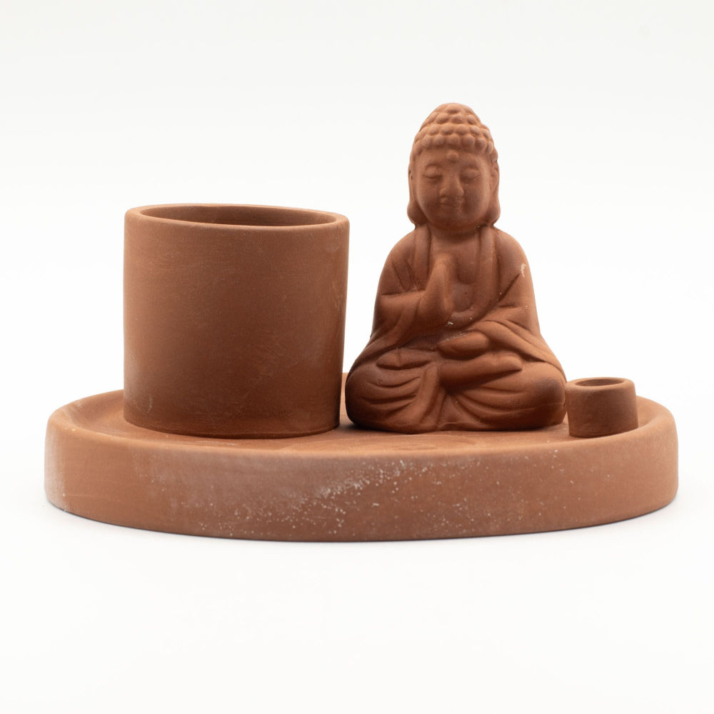 Buddha Natural Terracotta Style Multi Purpose  Incense Plate