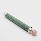 Verdant Heart Wand — Ruby Fuchsite & Rose Quartz Crystal Ball Top