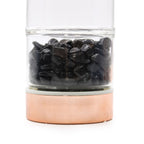 Black Onyx Crystal Glass Tea Infuser Bottle | Rose Gold | 500ml