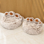 Paw-Shaped Plush Pet Bed for Cats & Small Dogs - Medium (60cm)