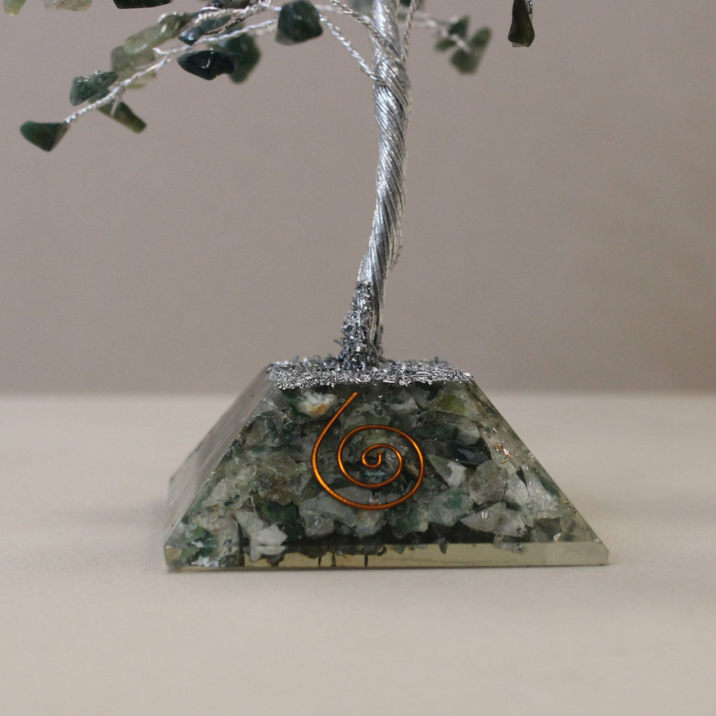 Moss Agate Gemstone Tree with Organite Base - 160 Stone
