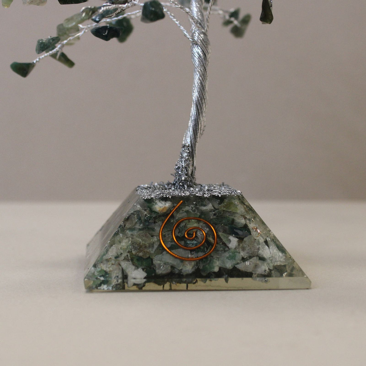 Moss Agate Gemstone Tree with Organite Base - 160 Stone