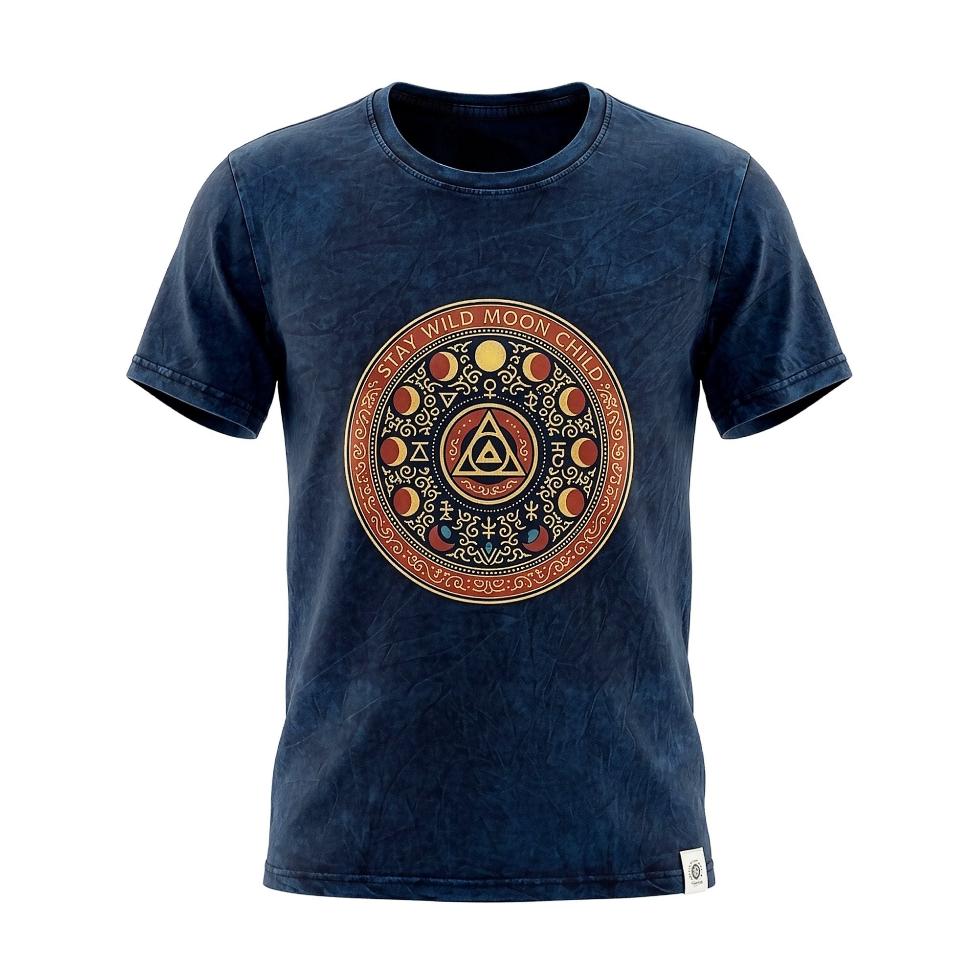 Nomad Sari Stonewashed Cotton T-Shirt | Stay Wild Moon Child | Blue | Small