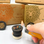 Smudging cups with a lighter and packaging in the background