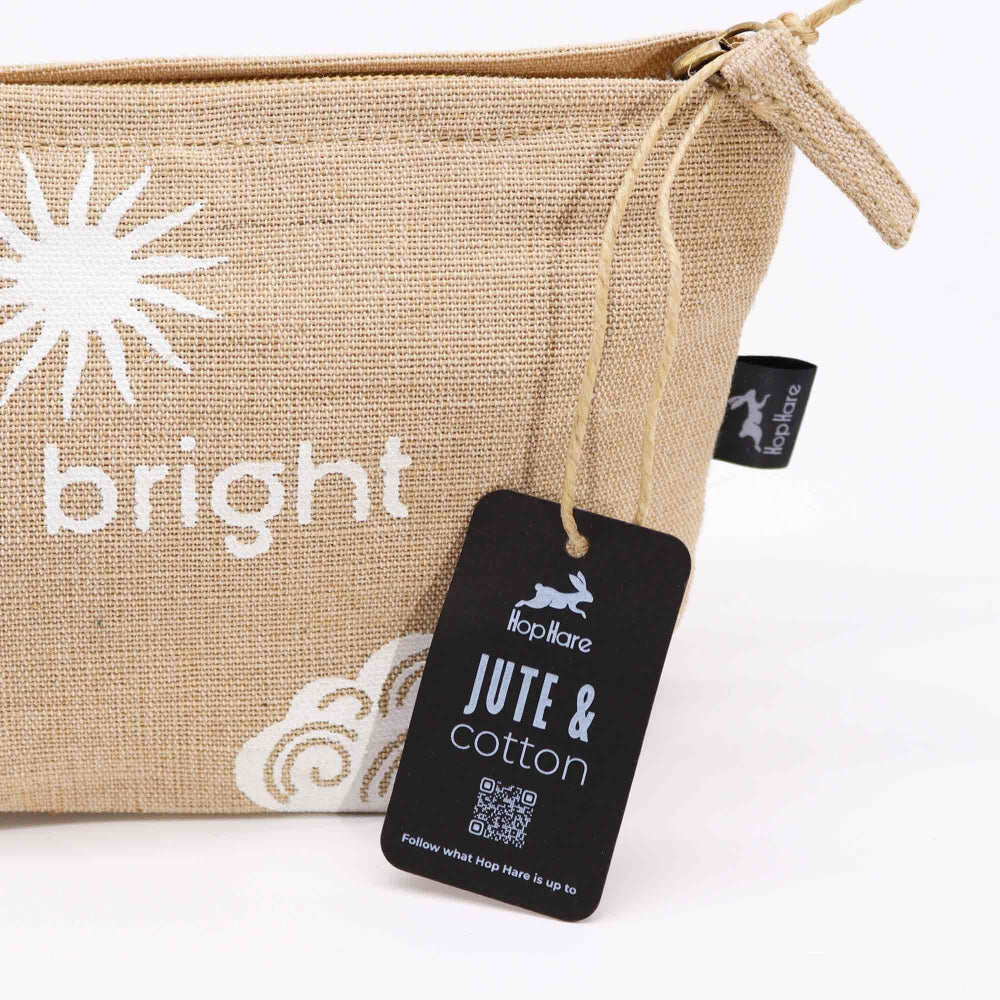 Hop Hare 'I Am Bright' Affirmation Jute Pouch