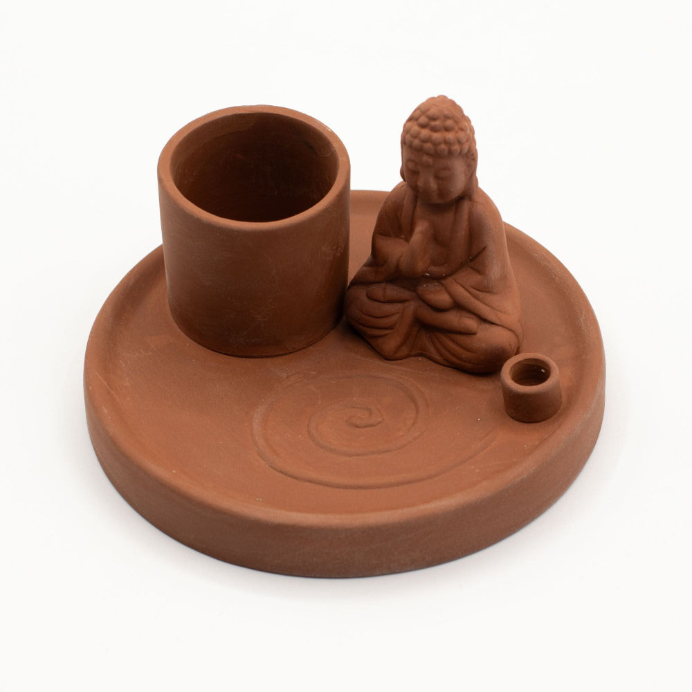 Buddha Natural Terracotta Style Multi Purpose  Incense Plate