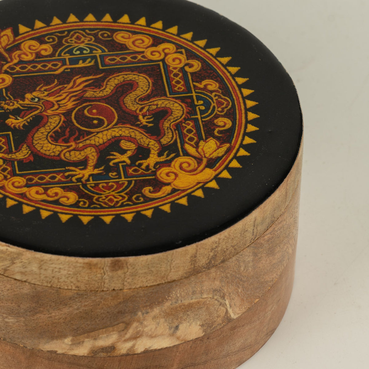 Dragon Yin Yang Round Enamelled Keepsake Box
